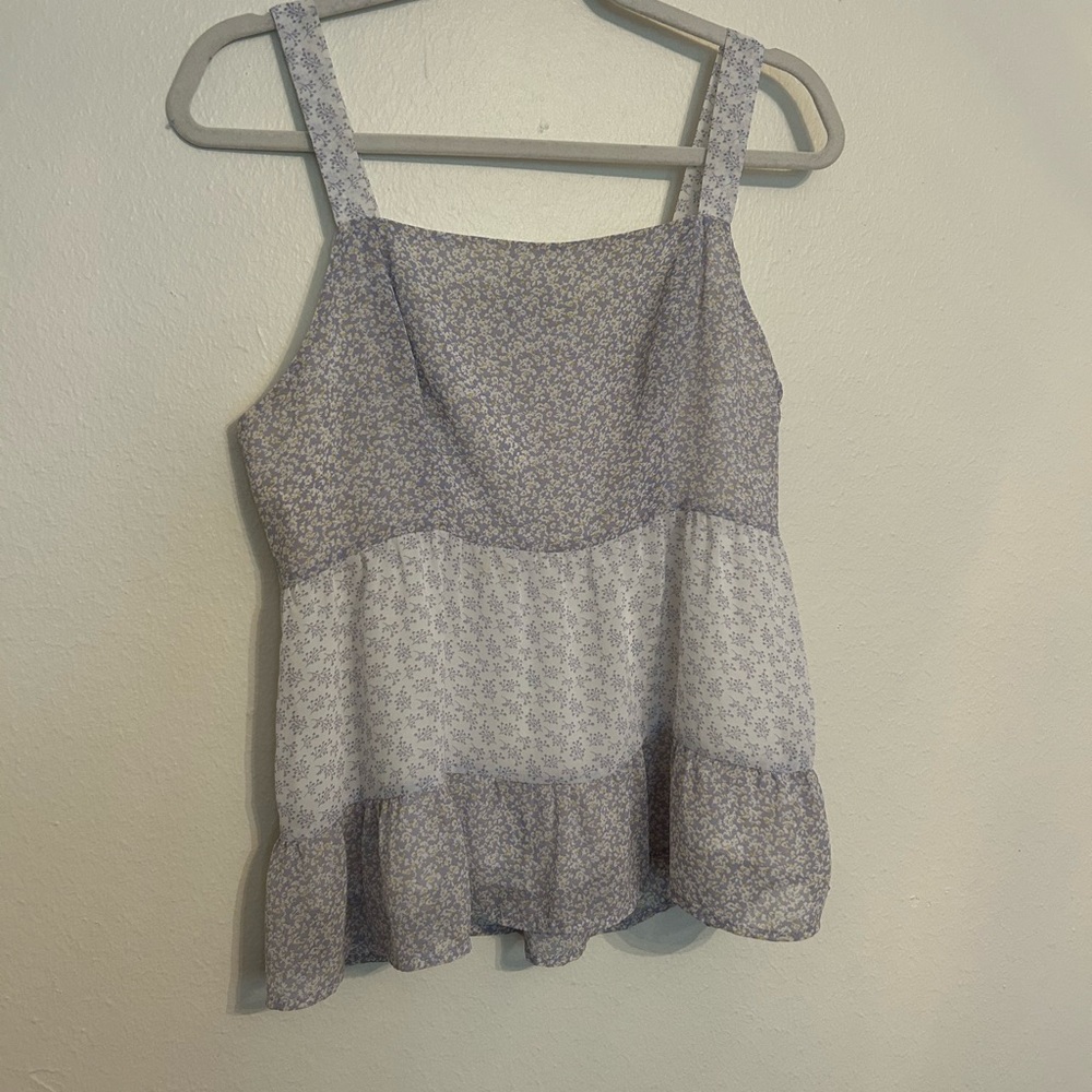 Paper Crane Blue and White Floral Camisole